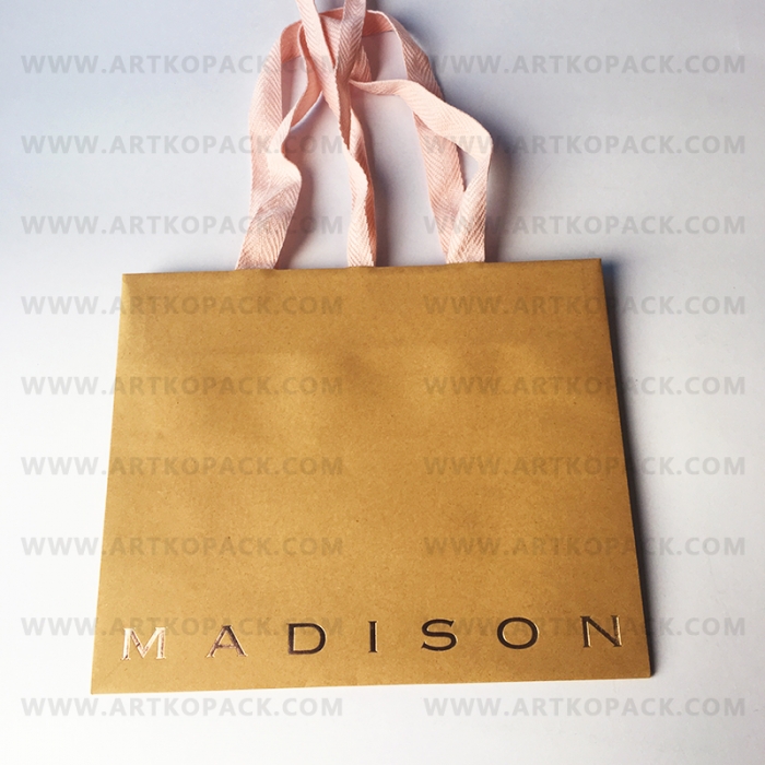 Luxury Shopping Bag with cotton handles glued into the turn-top